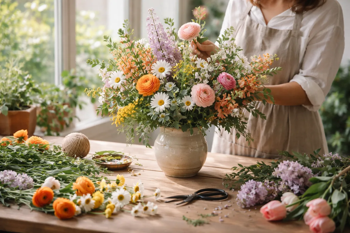 Comment créer une composition florale saisonnière avec des fleurs locales